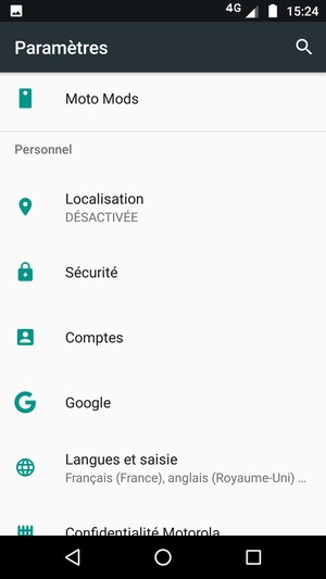 Faites défiler et sélectionnez Sécurité