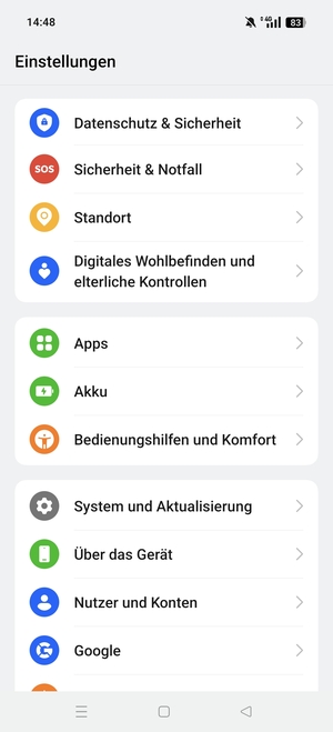 Scrollen Sie und wählen Sie Datenshutz & Sicherheit