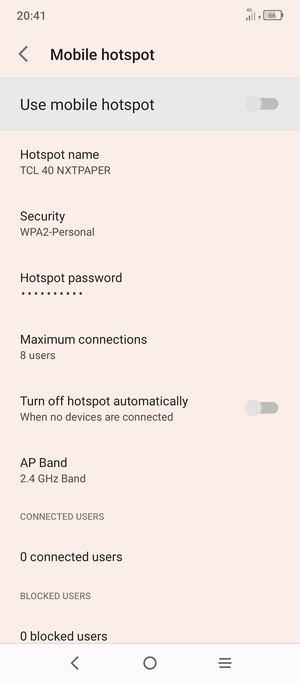 Select Hotspot password