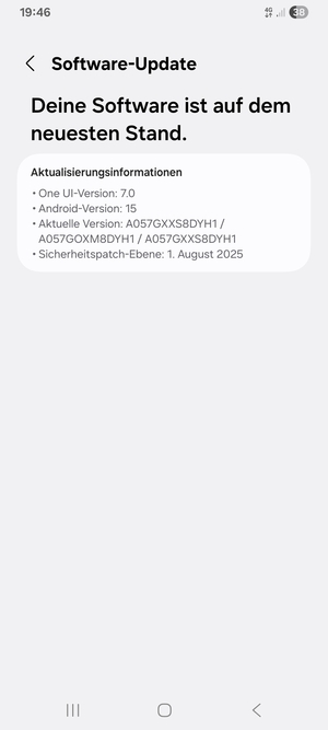 Falls Ihr Handy aktualisiert ist, wird Ihnen der folgende Bildschirm angezeigt