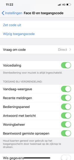 Selecteer Wijzig toegangscode