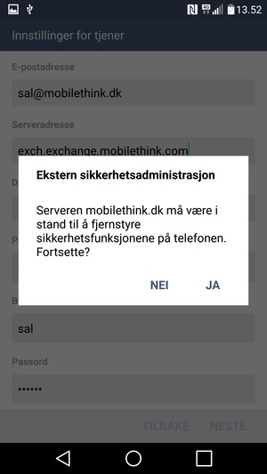 Velg JA