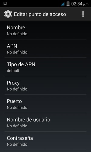 Introduzca la información de Internet