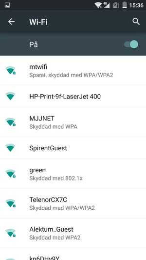 Du är nu ansluten till Wi-Fi nätverket