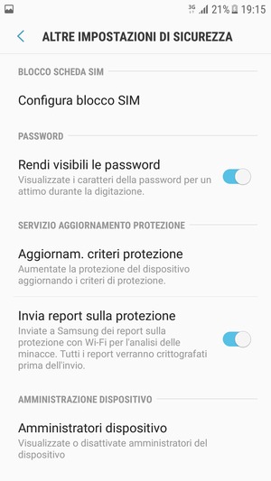 Seleziona Configura blocco SIM