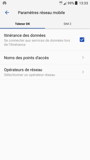 Activar o desactiver Itinérance des données