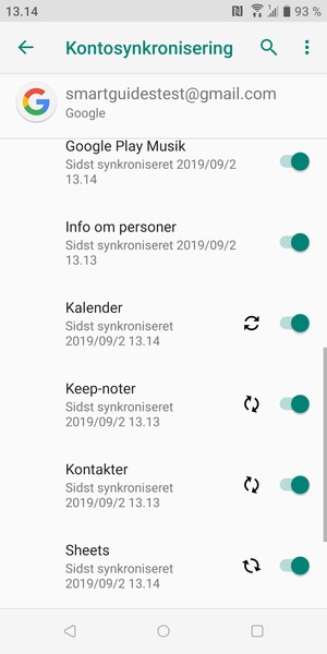Dine oplysninger vil blive synkroniseret