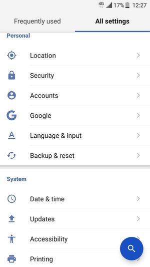 Scroll to and select Backup & reset