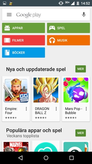 Tryck på sökfältet