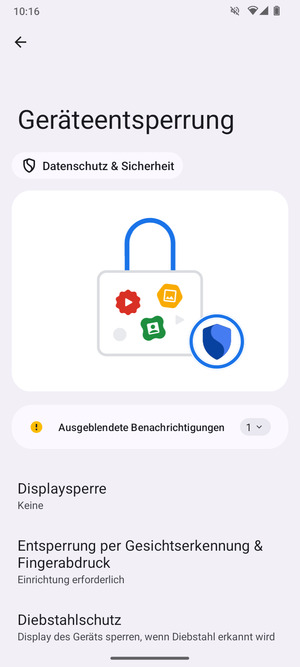 Wählen Sie Displaysperre