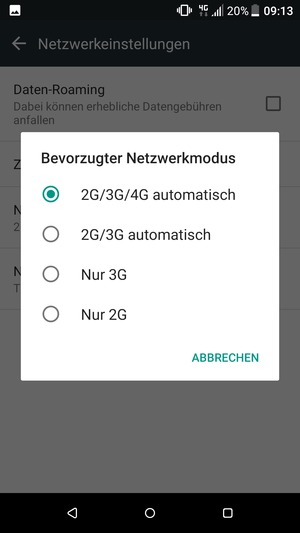 Wählen Sie die gewünschte Option