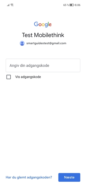 Indtast din Gmail adgangskode og vælg Næste