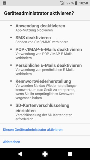 Scrollen Sie nach unten und wählen Sie Diesen Geräteadministrator aktivieren