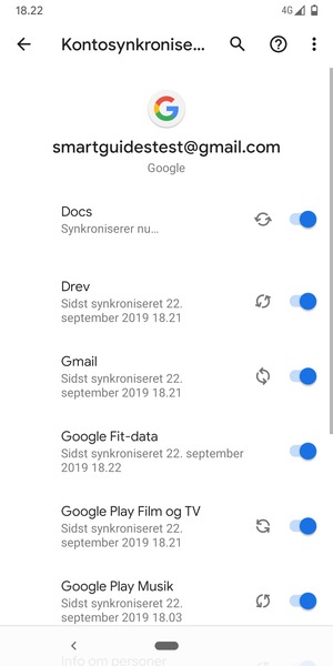 Dine oplysninger vil blive synkroniseret