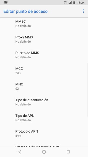 Desplácese hacia abajo e introduzca la información de Internet