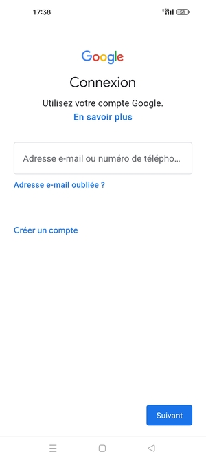Saisissez votre adresse Gmail et sélectionnez Suivant