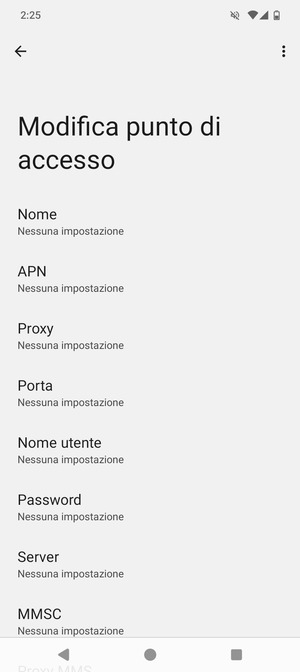 Inserisci le informazioni di Internet