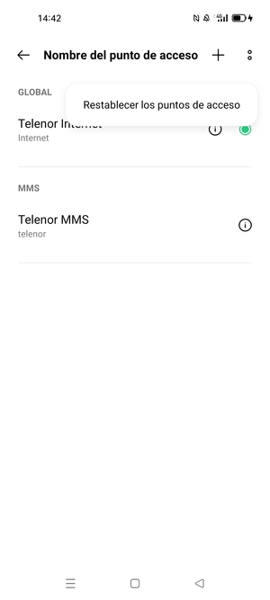 Seleccione Restablecer los puntos de acceso