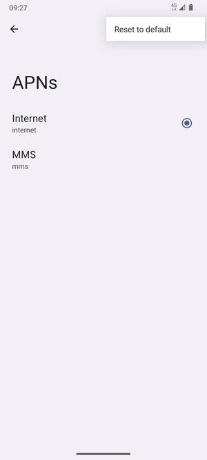 Select Reset to default