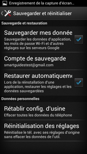 Sélectionnez Compte de sauvegarde