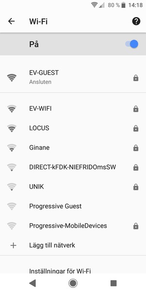 Du är nu ansluten till Wi-Fi nätverket