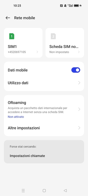 Seleziona SIM1 o SIM2