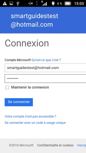 Saisissez votre mot de passe et sélectionnez Se connecter