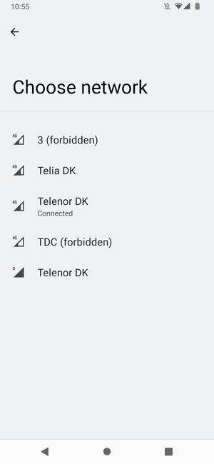 Select a network operator from the list