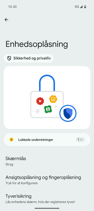 Vælg Skærmlås