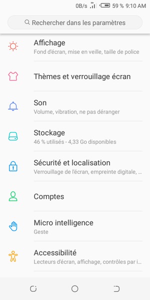 Faites défiler et sélectionnez Sécurité et localisation