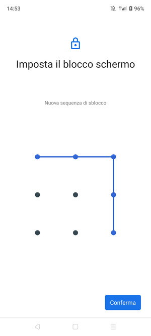 Disegna nuovamente la sequenza di sblocco e seleziona Conferma