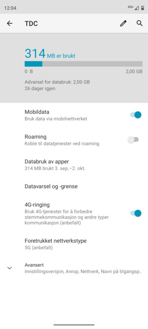 For å bytte nettverk hvis det oppstår nettverksproblemer, velg Avansert