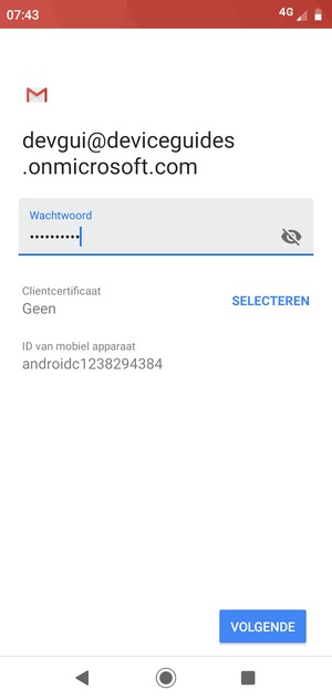Voer uw wachtwoord in en selecteer VOLGENDE