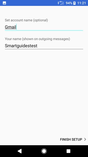 Give your account a name and enter your name. Select FINISH SETUP