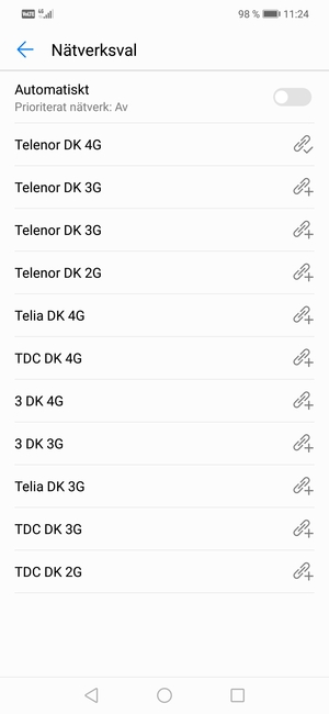 Välj en nätverksoperatör från listan