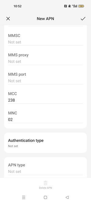 Scroll down and enter MMS information