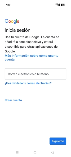 Introduzca su dirección de Gmail y seleccione Siguiente