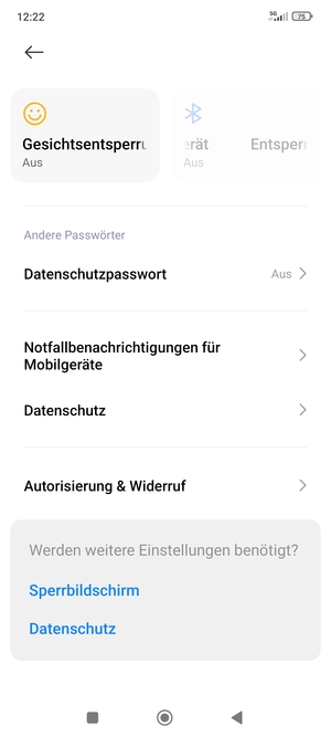 Scrollen Sie und wählen Sie Datenschutz