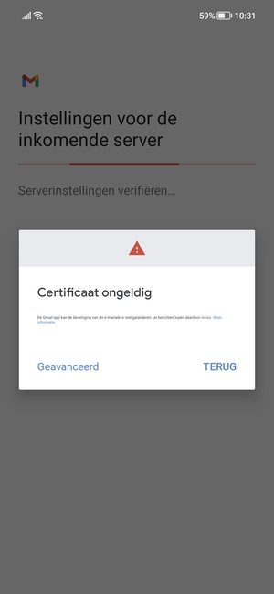 Selecteer TERUG