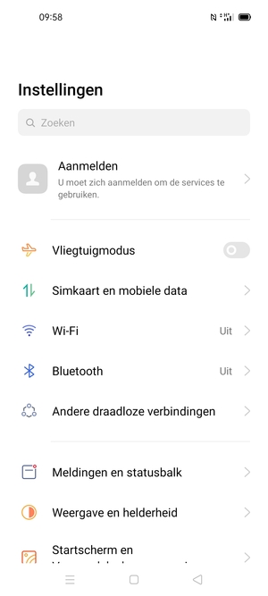 Selecteer Simkaart en mobiele data