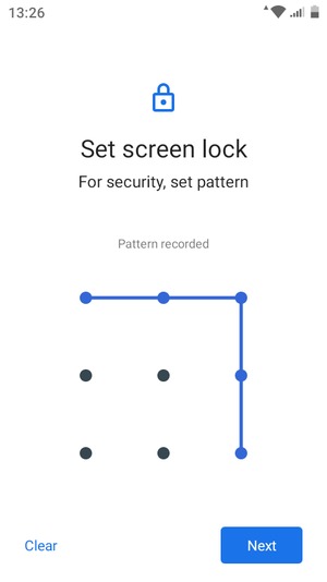 Draw an unlock pattern and select Next