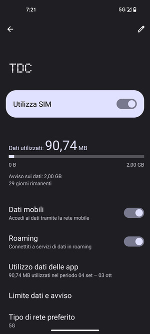 Attiva o disattiva Roaming