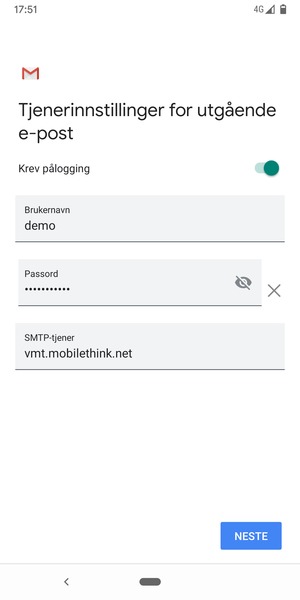 Skriv inn utgående serveradresse