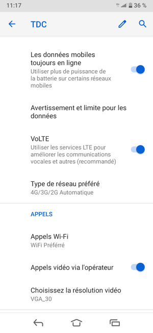 Sélectionnez Type de réseau préféré