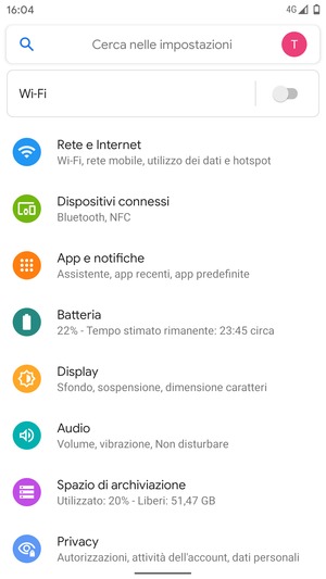 Seleziona Rete e Internet