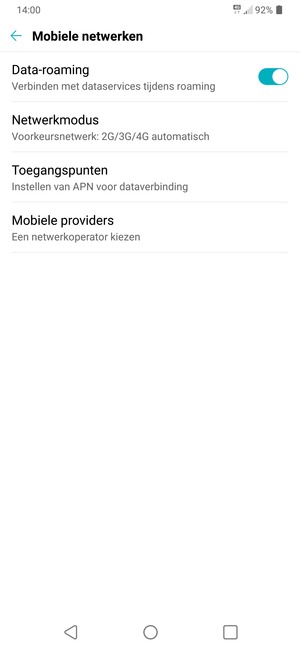 Schakel Data-roaming in of uit