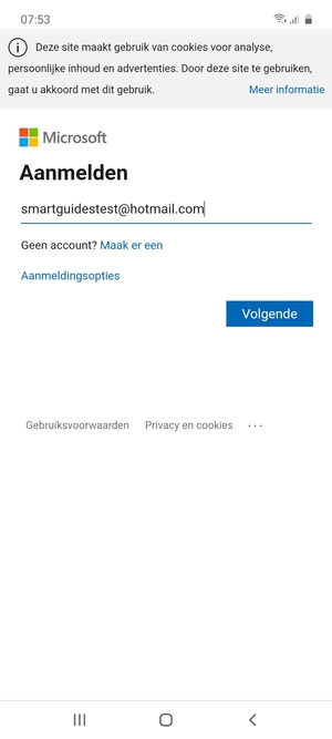 Voer uw Hotmail adres in en selecteer Volgende