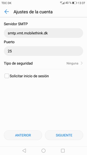 Desmarque la casilla de verificación Solicitar inicio de sesión y seleccione SIGUIENTE