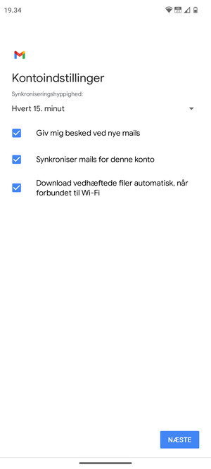 Vælg NÆSTE