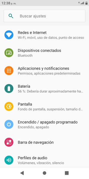 Vuelva al menú Ajustes, desplácese y seleccione Batería